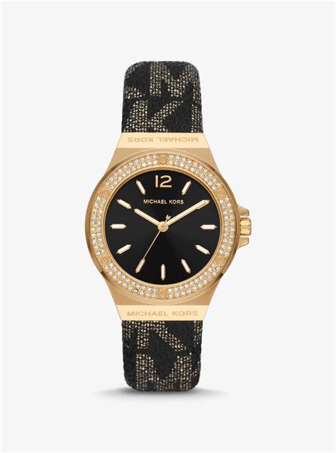 michael kors cuban link watch|Lennox Pavé Gold.